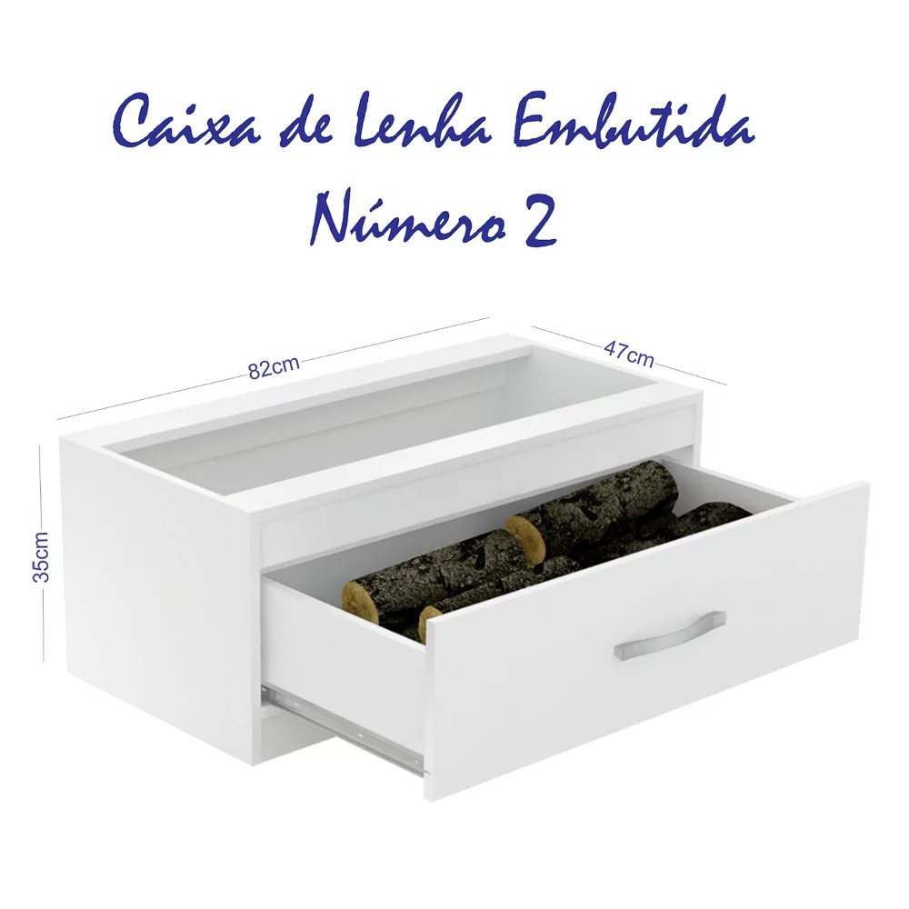 Caixa de Lenha Embutida CL N2 Branco - Completa Móveis