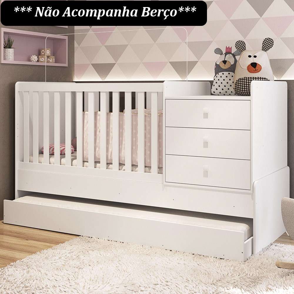 Cama Auxiliar Com Rodízios BB692 Branco - Completa Móveis