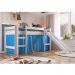 Cama Elevada Com Escorregador E Cortina BB1000 Branco/Azul - Completa Móveis