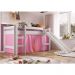 Cama Elevada Com Escorregador E Cortina BB1000 Branco/Rosa - Completa Móveis