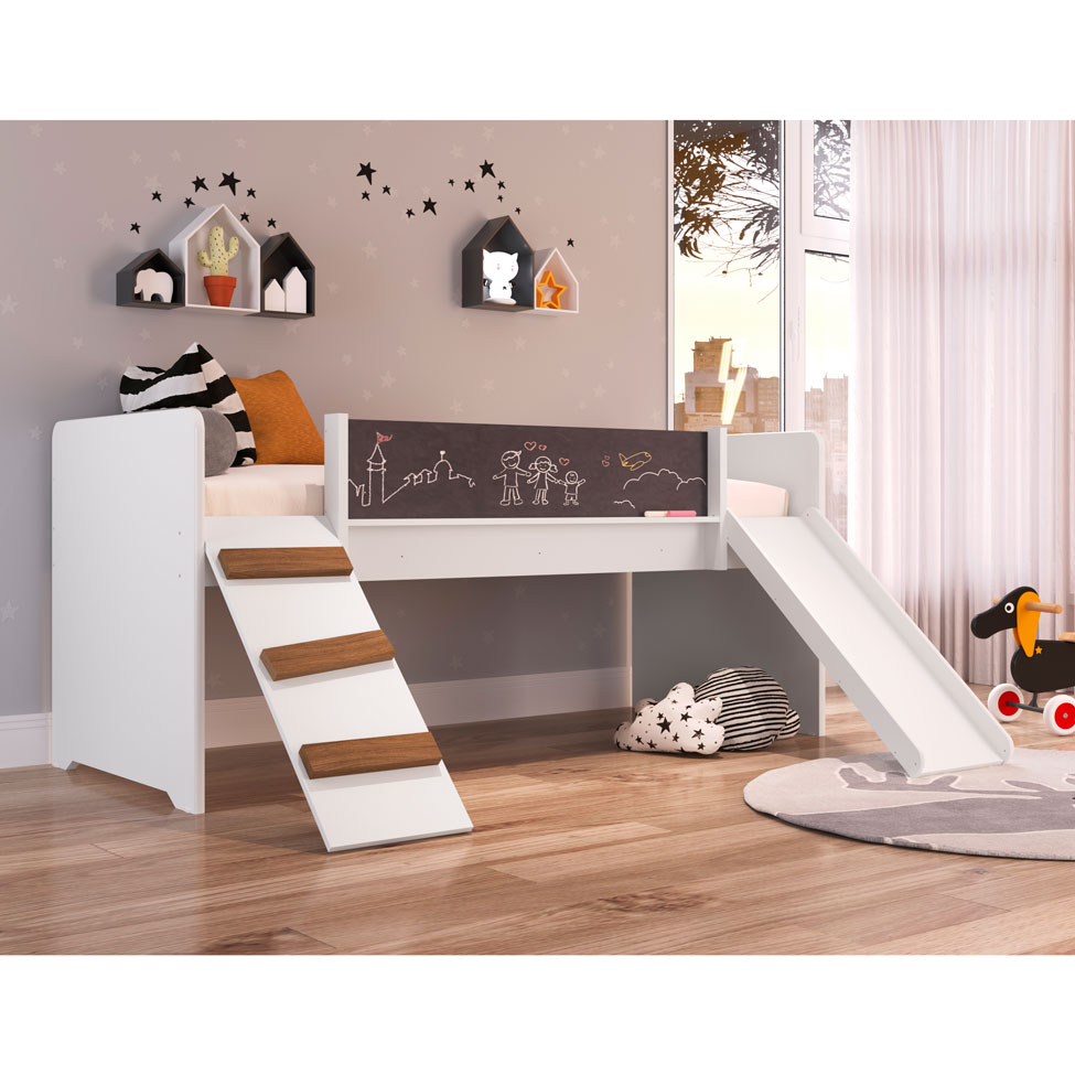 Cama Infantil Épic com Escorregador Branca