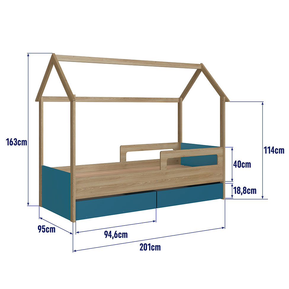 Cama Infantil Montessoriana Miney 2 GV Aveiro e Azul