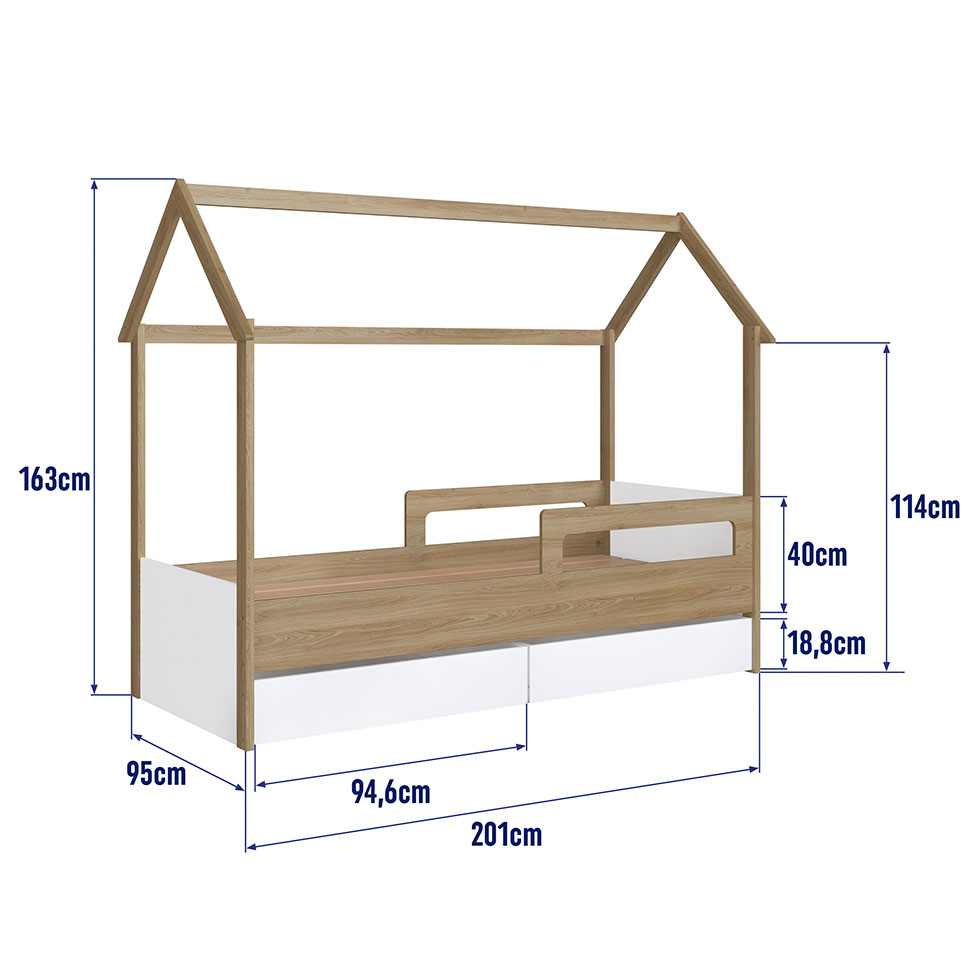 Cama Infantil Montessoriana Miney 2 GV Aveiro e Branco