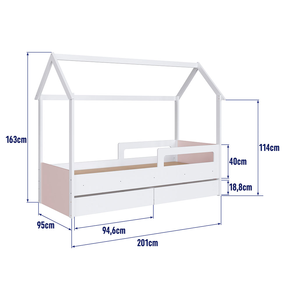 Cama Infantil Montessoriana Miney 2 GV Branco e Rosa