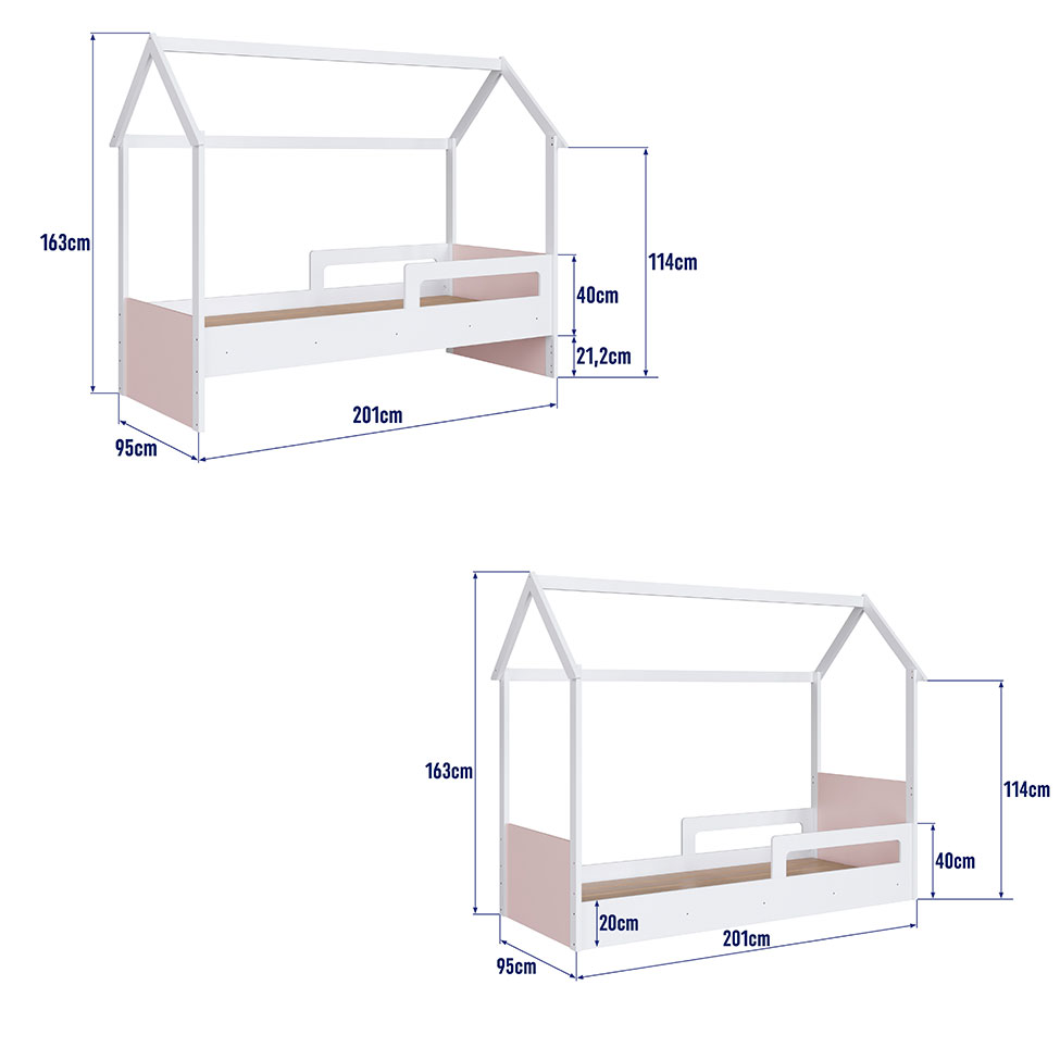 Cama Infantil Montessoriana Miney Branco e Rosa