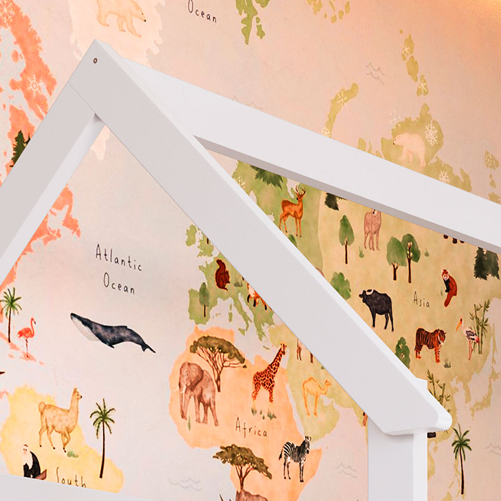 Cama Infantil Montessoriana Miney Branco e Rosa