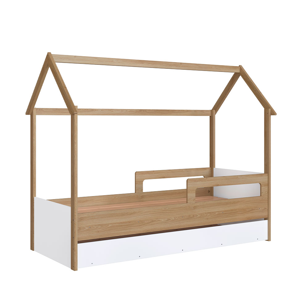 Cama Infantil Montessoriana com Cama Auxiliar Miney Aveiro e Branco