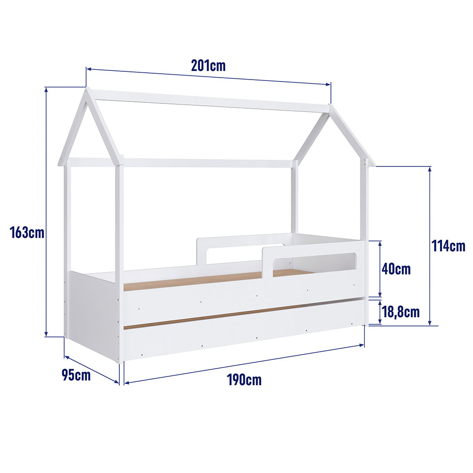 Cama Infantil Montessoriana com Cama Auxiliar Miney Branco