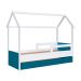 Cama Infantil Montessoriana com Cama Auxiliar Miney Branco e Azul
