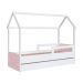 Cama Infantil Montessoriana com Cama Auxiliar Miney Branco e Rosa