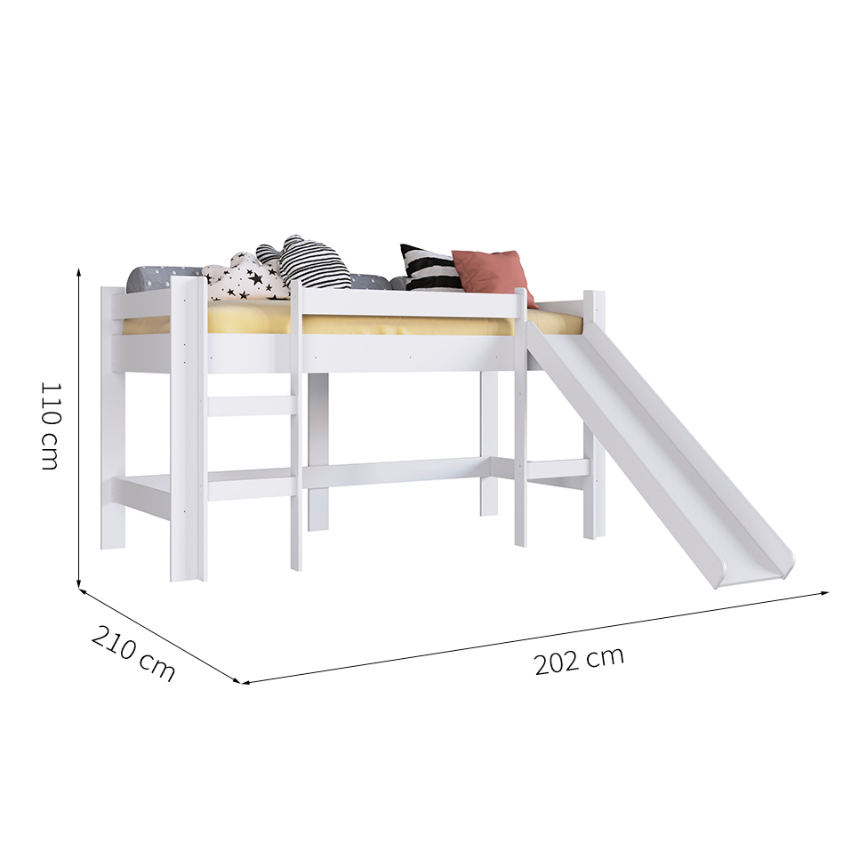 Cama Infantil Slide com Escorregador Branca