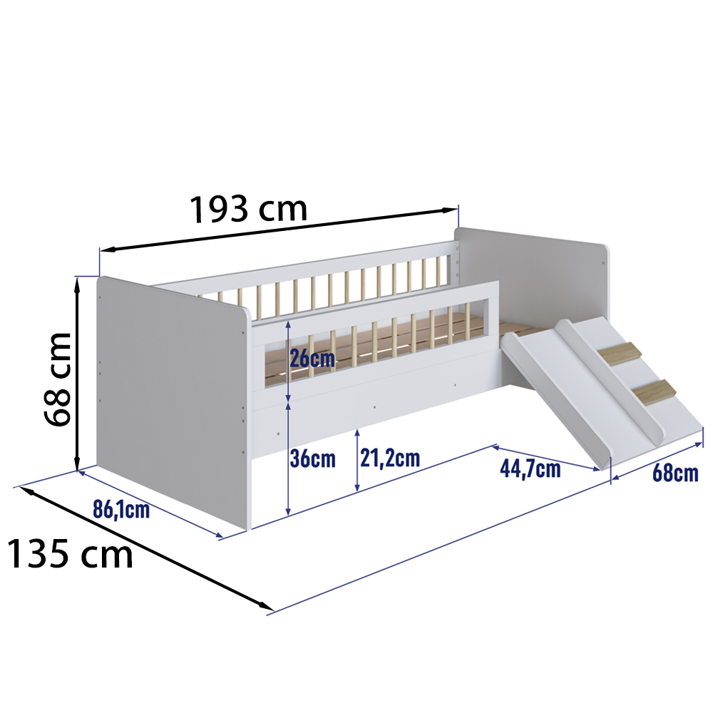 Cama Montessoriana Escada E Escorrega AFT010 Branco Comm