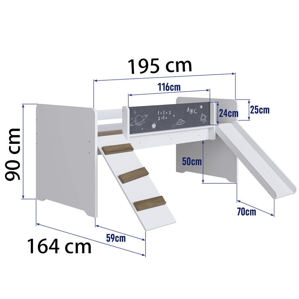 Cama Playground Com Escorregador E Rampa BY710 Branco Comm