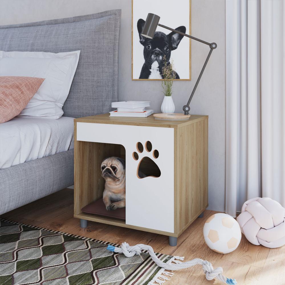 Casa Pet para Cachorro Oak e Almofada Marrom Completa Móveis