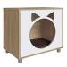 Casa Pet para Gato Oak com Almofada Marrom Completa Móveis