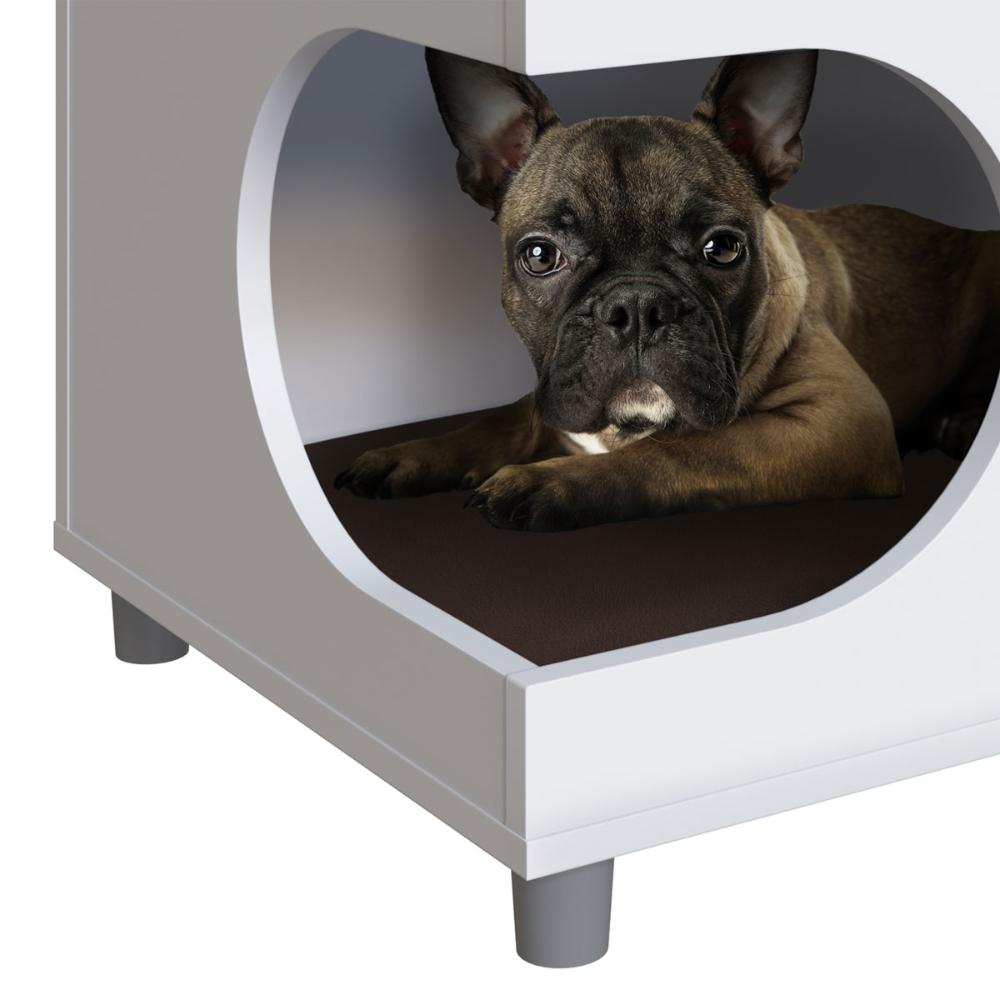 Casa Pet para Gato ou Cachorro Branca com Almofada Marrom