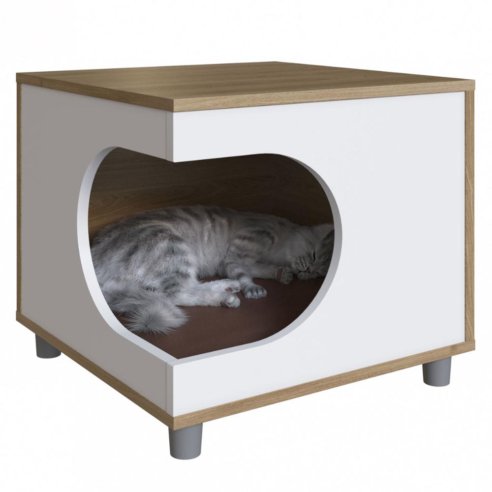 Casa Pet para Gato ou Cachorro Oak com Almofada Marrom
