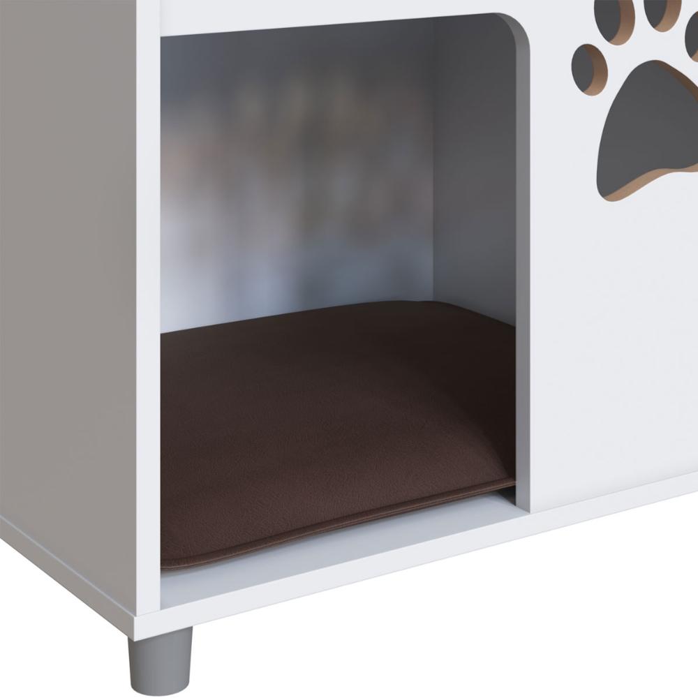 Casa Pet pra Cachorro Branca Almofada Marrom Completa Móveis