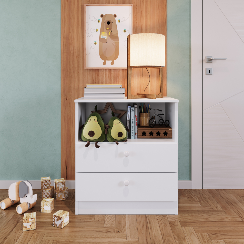 Comoda 02 Gav E Nichos LA005 Branco Comm