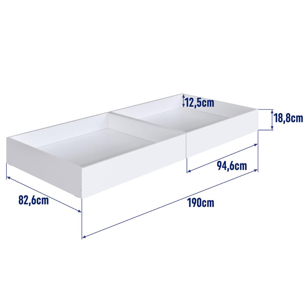 Conjunto 2 Gavetões Individuais para Beliche Branco
