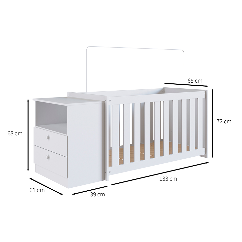 Conjunto de Berço com Cômoda Aconchego 2 GV Branco