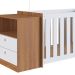 Conjunto de Berço com Cômoda Aconchego 2 GV Branco e Nogal