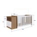 Conjunto de Berço com Colchão (130x60cm) e Cômoda Aconchego 2 GV Branco e Nogal