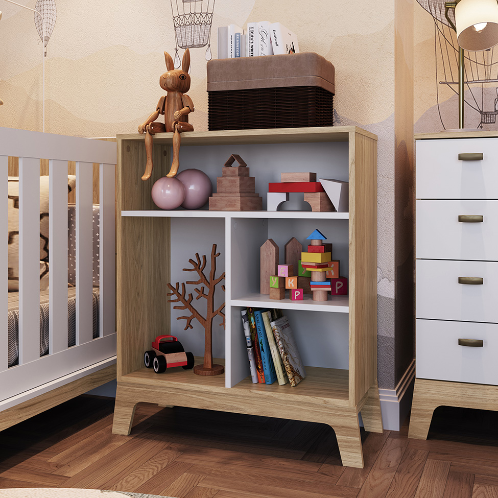 Estante Infantil Favo de Mel Branca e Itapuã 85x72 cm