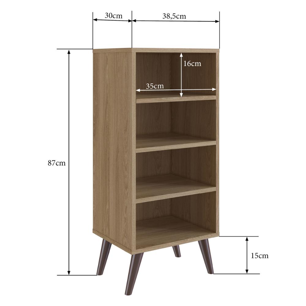 Estante Retrô com 03 Prateleiras Oak com Largura 38,5cm