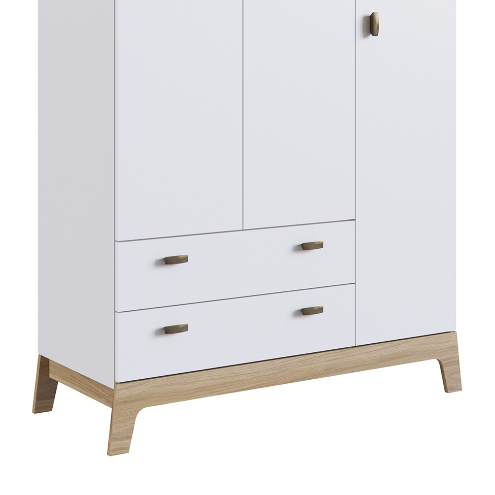 Guarda-Roupa Infantil Favo de Mel 3 Portas 2 Gavetas Branco