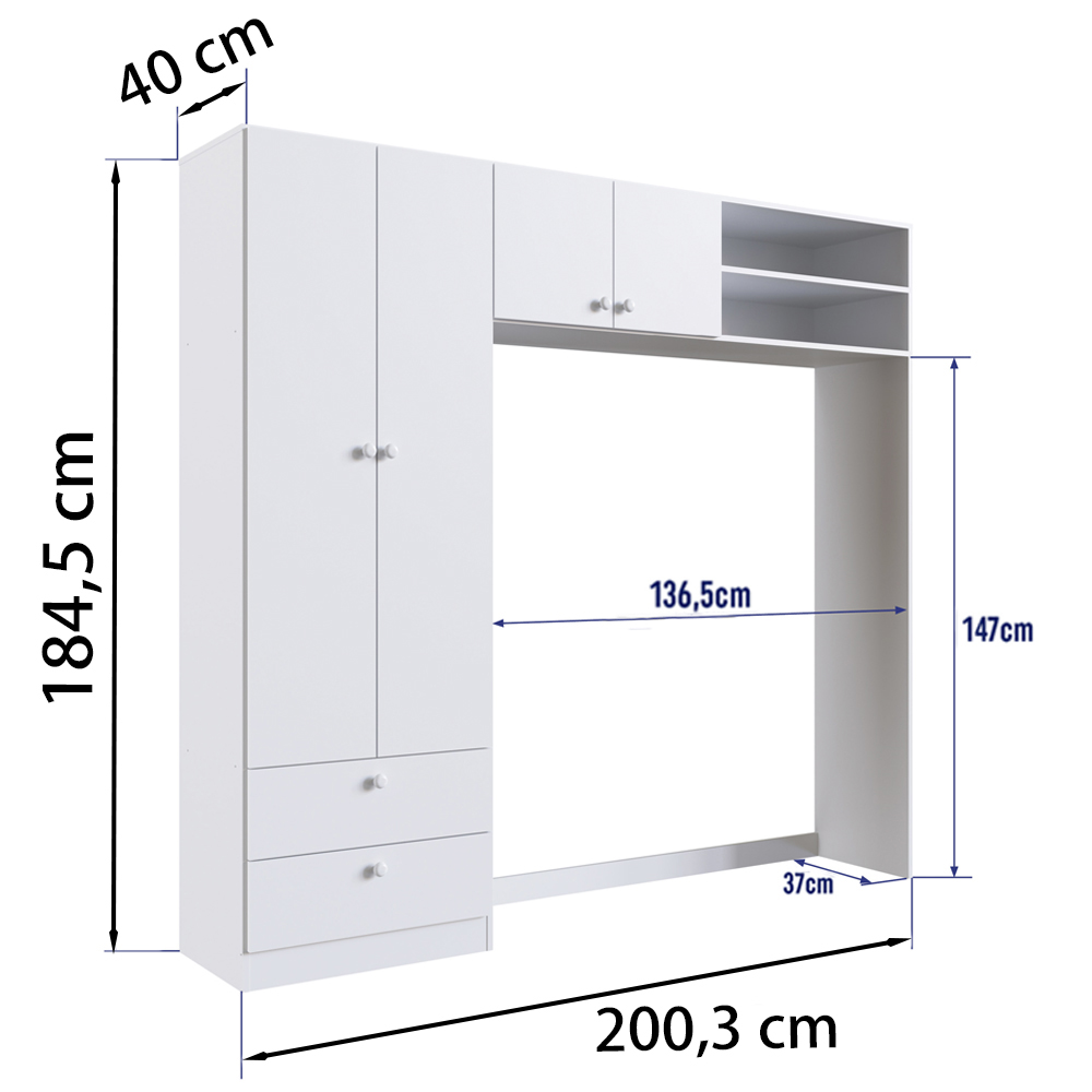 Guarda Roupa Infantil LA007 Branco Comm