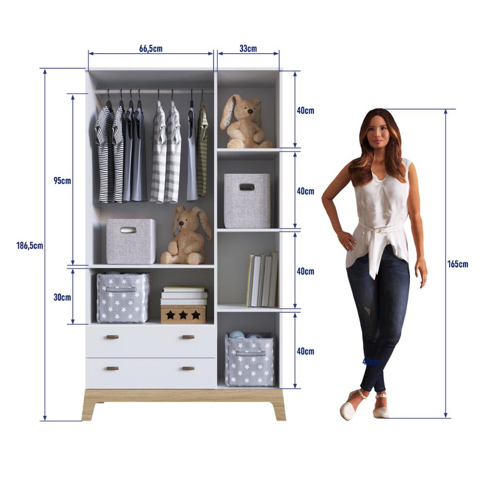 Guarda-Roupas Infantil 03 Portas e 02 Gavetas Branco Itapuã