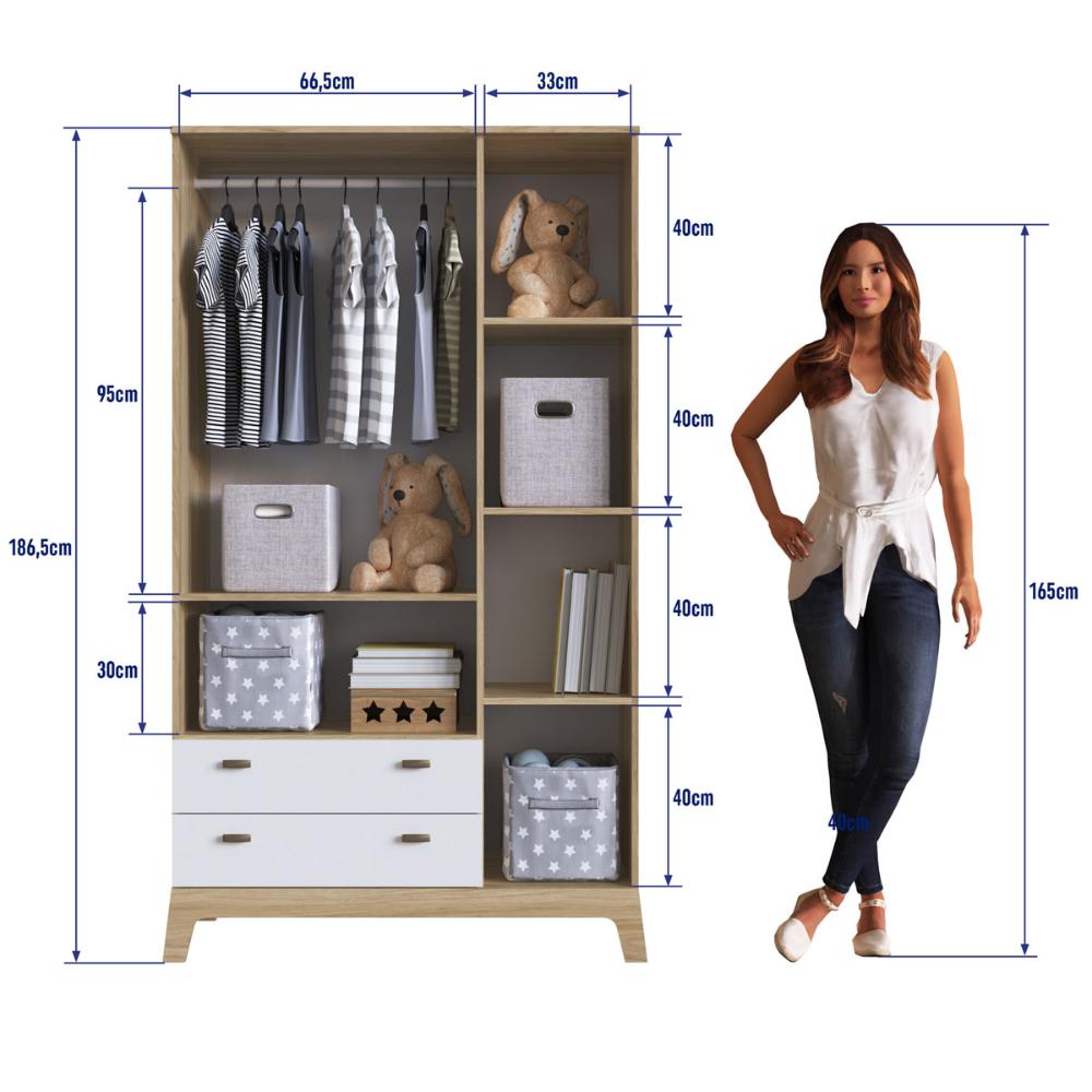 Guarda-Roupas Infantil 03 Portas e 02 Gavetas Itapuã Branco