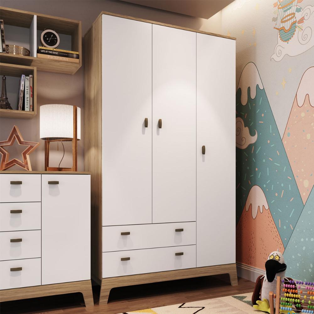 Guarda-Roupas Infantil 03 Portas e 02 Gavetas Itapuã Branco