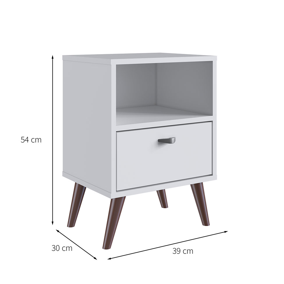 Mesa de Cabeceira Jandira 1 Gaveta Branca