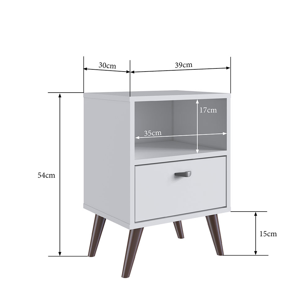 Mesa de Cabeceira Jandira 1 Gaveta Branca