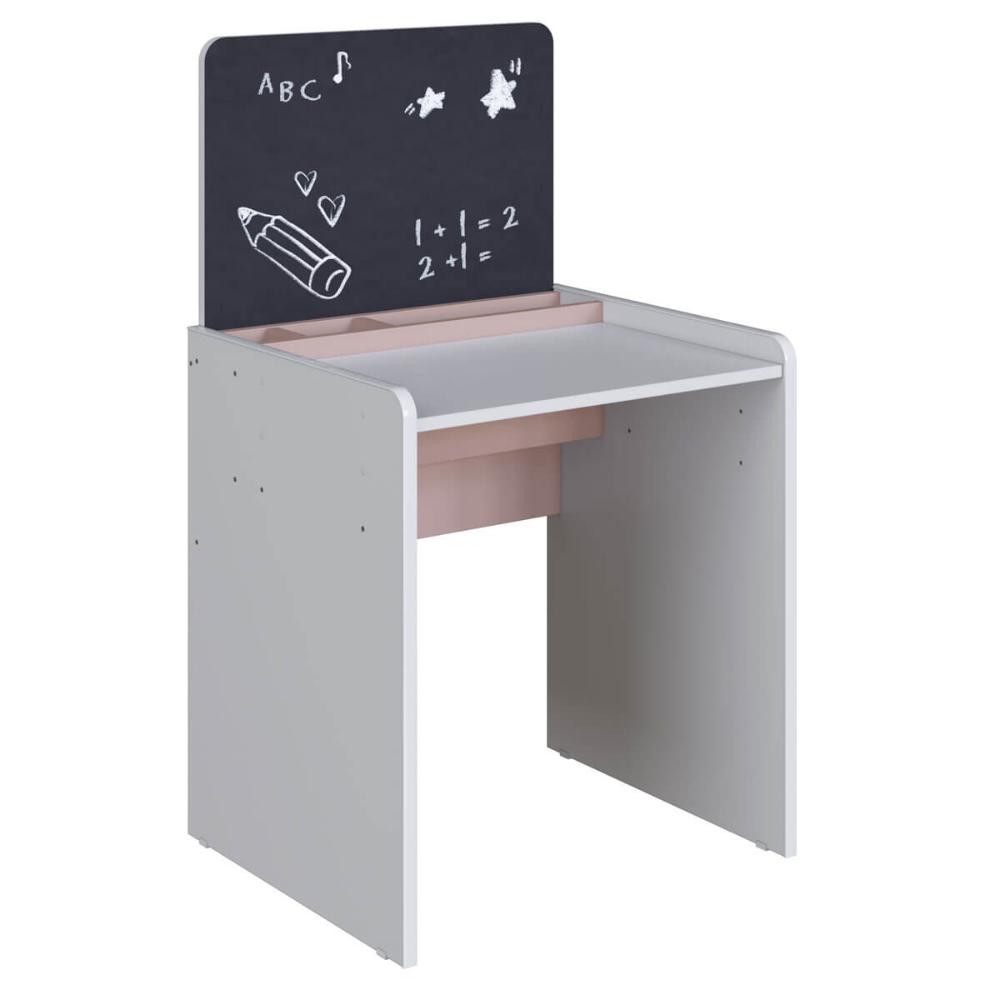 Mesinha Infantil Com Lousa E Cadeira Le Petit Branco Com Rosa