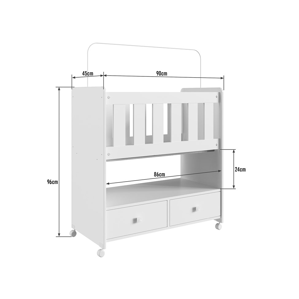 Mini Berço Moisés com Colchão 2 GV Branco
