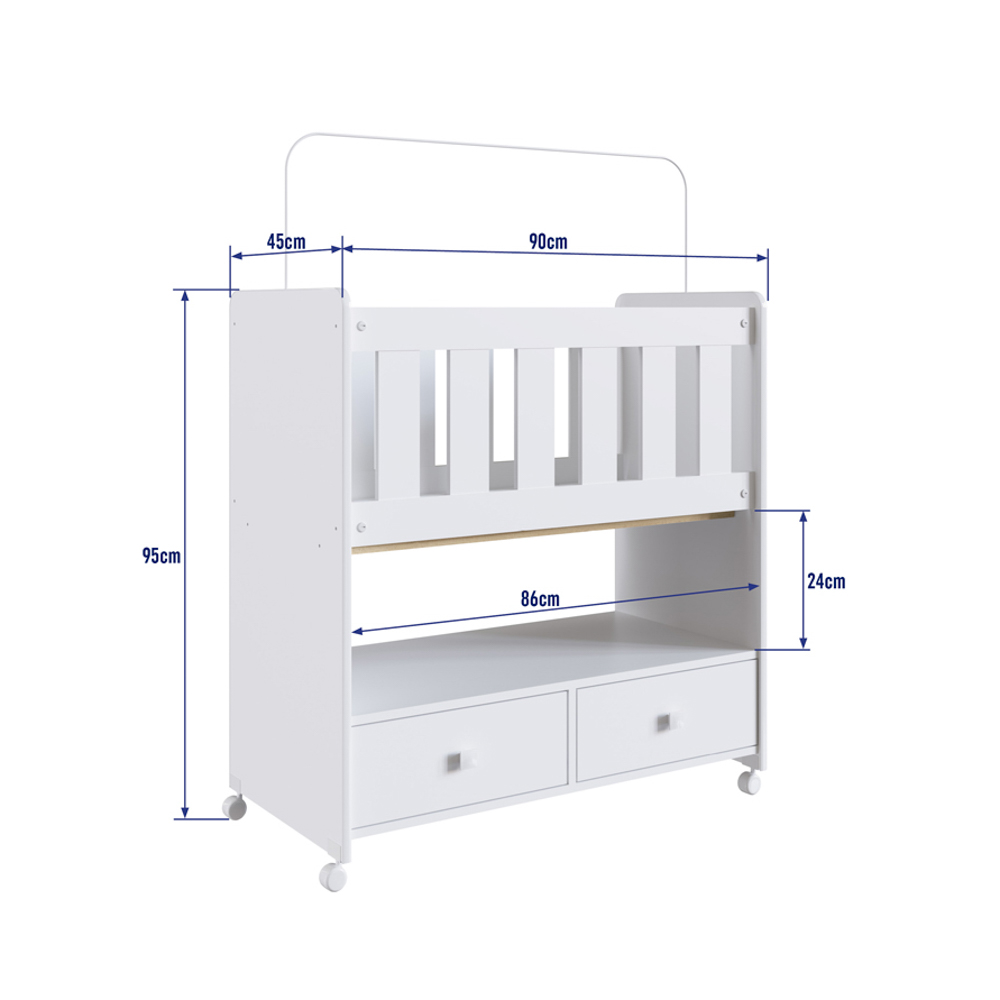 Mini Berço Moisés com Colchão 2 Gavetas Certificado pelo Inmetro BY 511 Branco - Completa Móveis