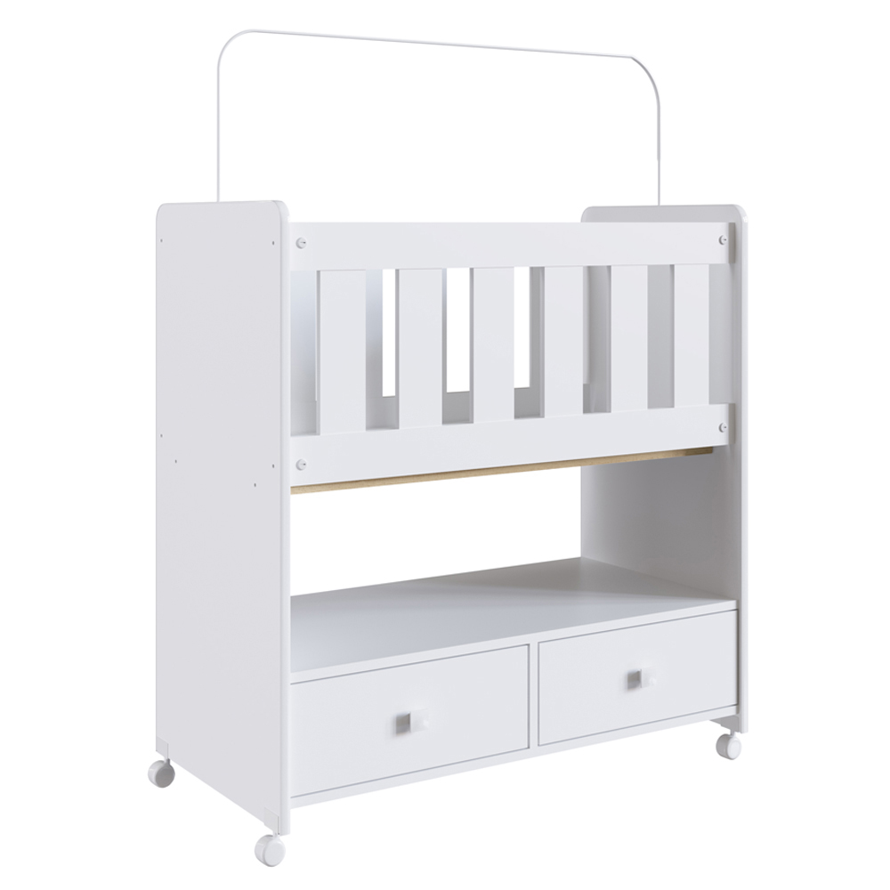 Mini Berço Moises Com Colchao 2 Gavetas BY511 Branco Comm