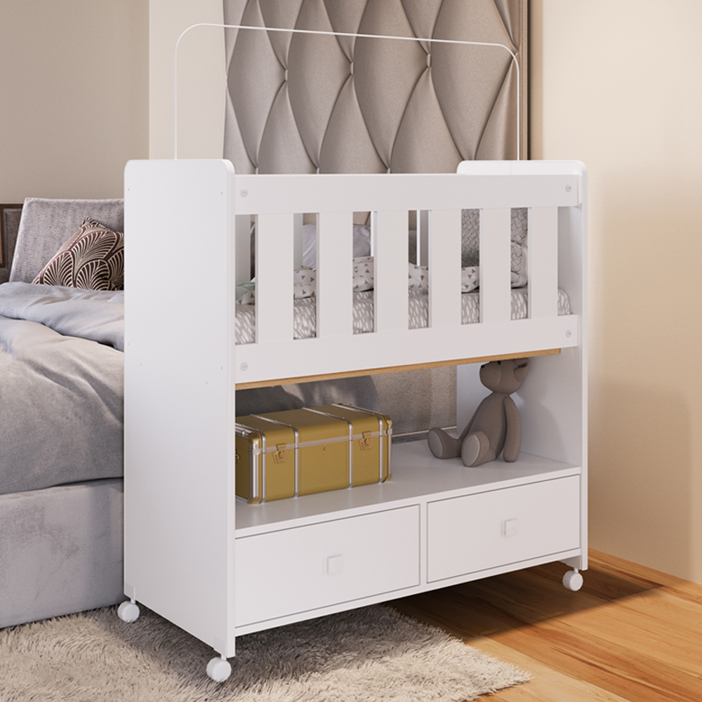 Mini Berço Moises Com Colchao 2 Gavetas BY511 Branco Comm