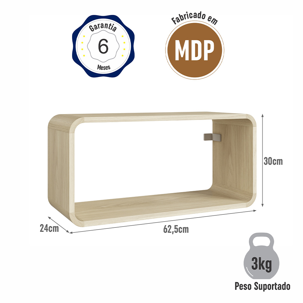 Nicho Curve Carvalho Araguaiana 30 cm x 62,5 cm