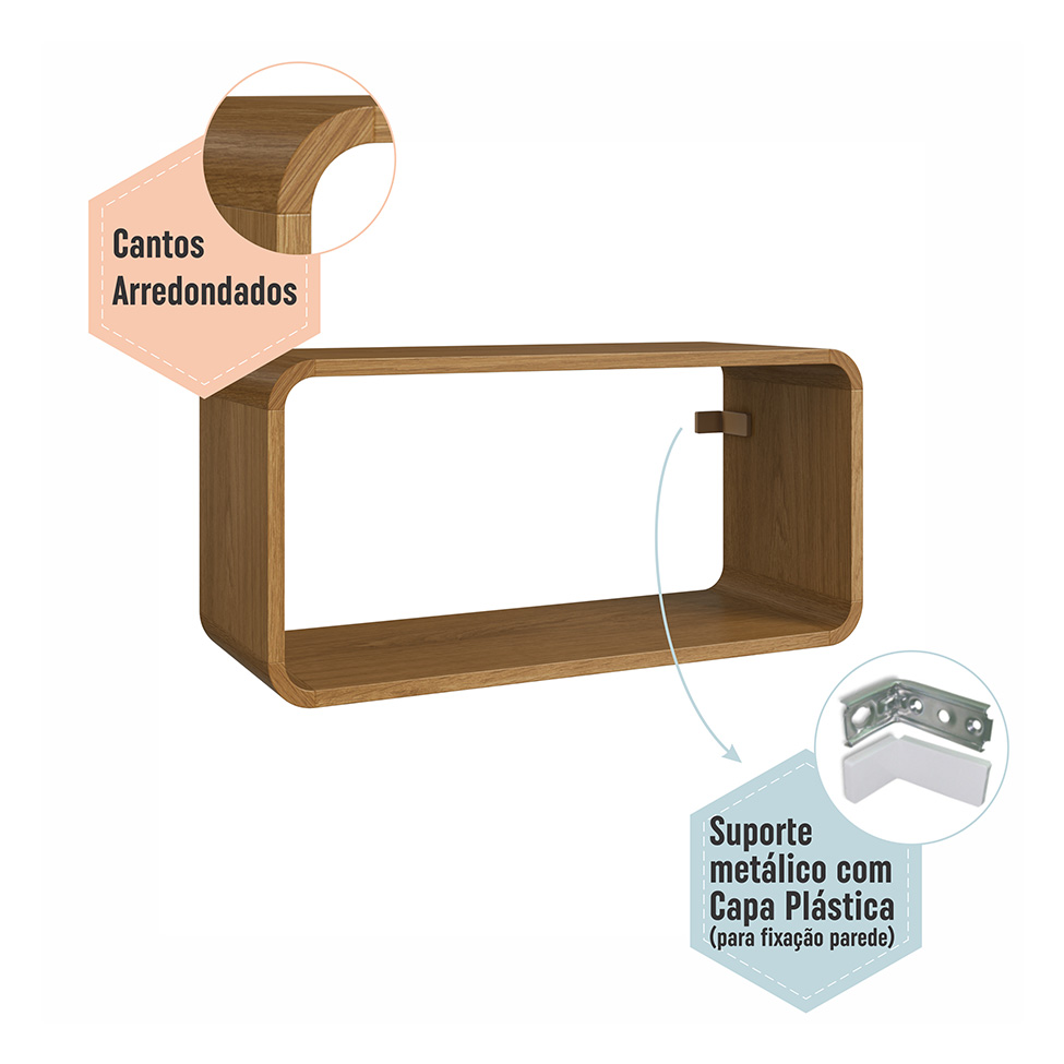 Nicho Curve Carvalho Xingu 30 cm x 62,5 cm