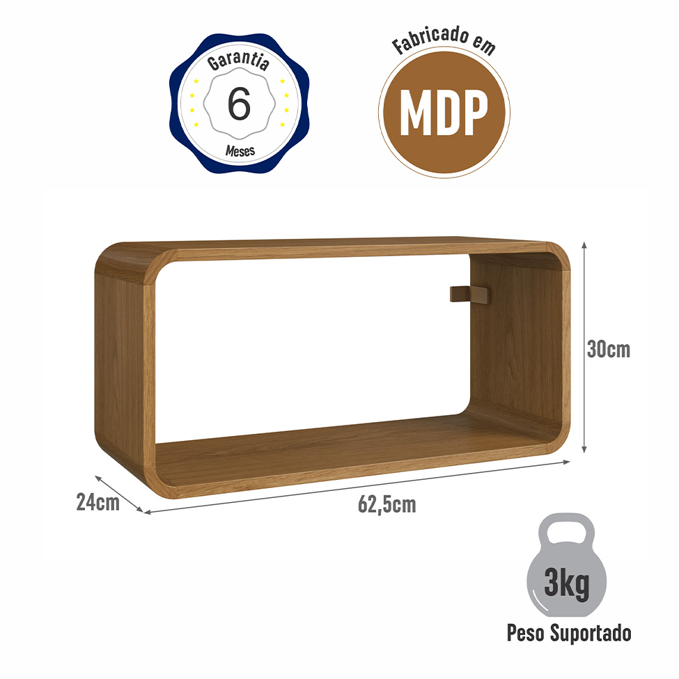 Nicho Curve Carvalho Xingu 30 cm x 62,5 cm