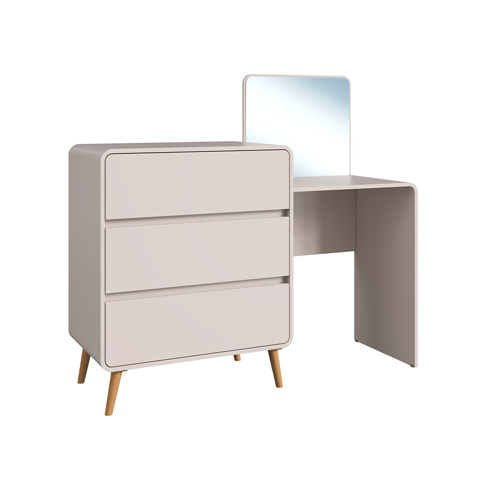 Penteadeira Infantil Curve 3 Gavetas Bege Dunas