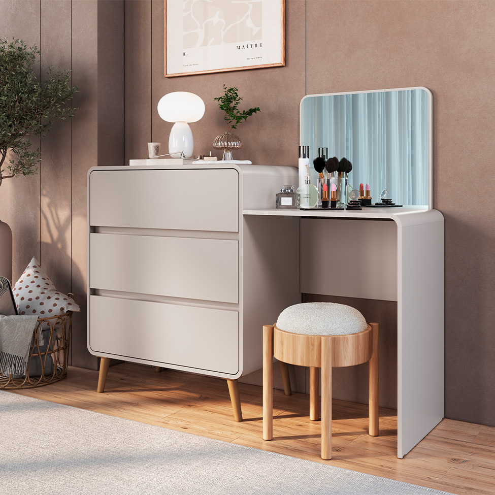 Penteadeira Infantil Curve 3 Gavetas Bege Dunas