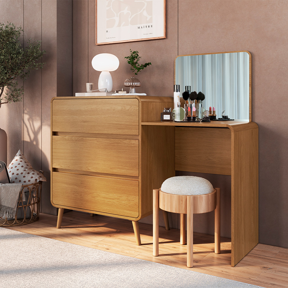 Penteadeira Infantil Curve 3 Gavetas Carvalho Xingu