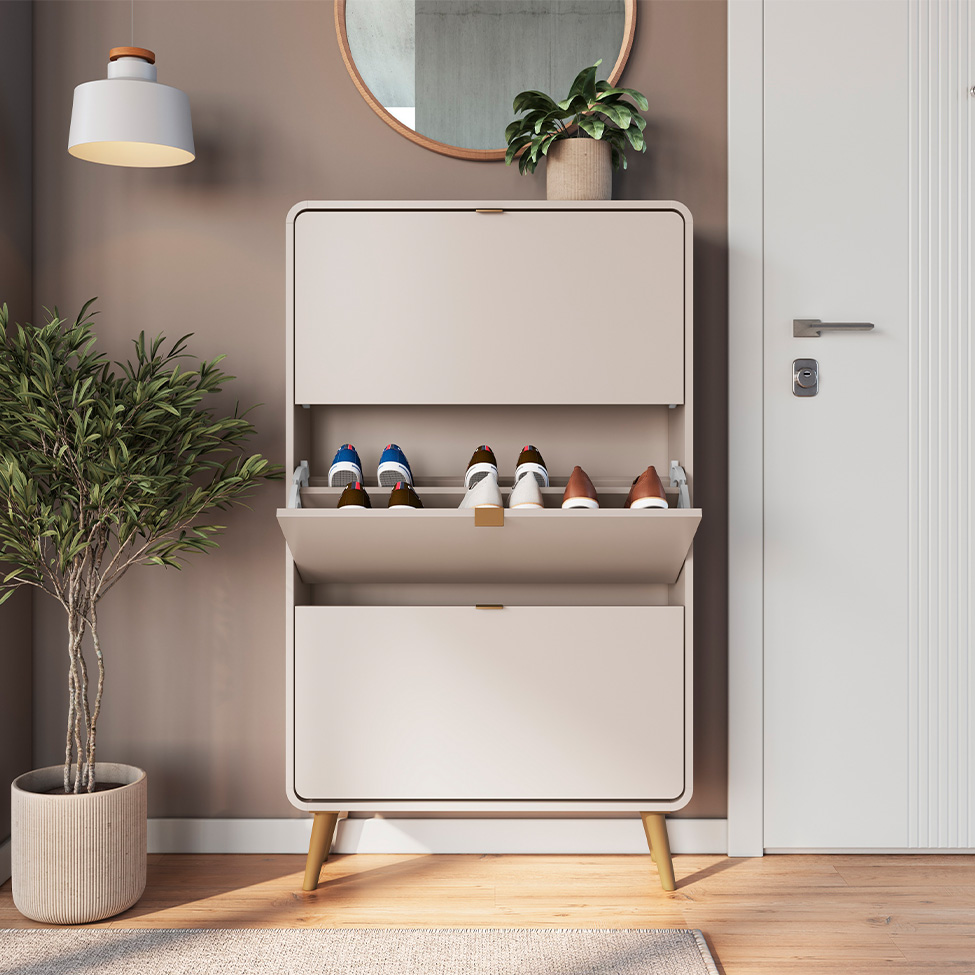 Sapateira Curve 3 Portas Bege Dunas