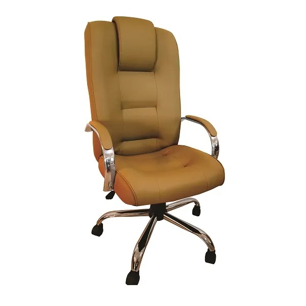 Cadeira Giratória Escritório Classic Presidente Caramelo Base Cromada CompreAlegre com Relax e Rodizio 100% Nacional