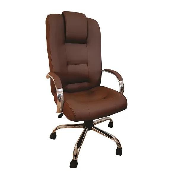 Cadeira Giratória Escritório Classic Presidente Marrom Base Cromada CompreAlegre com Relax e Rodizio 100% Nacional